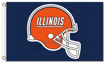 卸売カスタム高-終わりのncaa illinois戦うillini 3'x5 'ポリエステルの旗オレンジ色のヘルメット