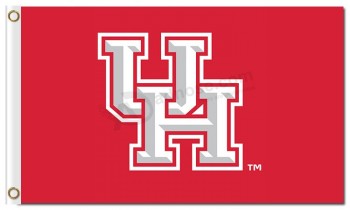 Aangepaste hoogte-Einde ncaa houston cougars 3'x5 'polyester vlaggen rode achtergrond uh