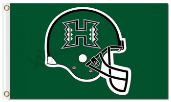 пользовательские дешевые ncaa hawaii воины 3'x5 'полиэстер флаги зеленый шлем