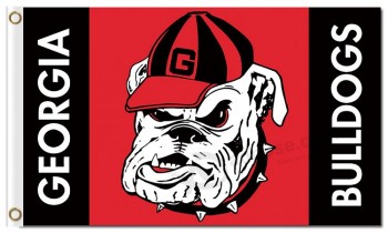 Wholesale custom cheap NCAA Georgia Bulldogs 3'x5' polyester flags red hat dog with character