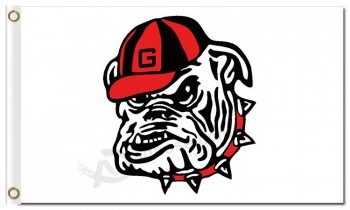 Groothandel custom goedkope ncaa georgia bulldogs 3'x5 'polyester vlaggen rode hoed hond