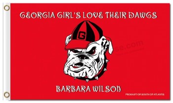 Wholesale custom cheap NCAA Georgia Bulldogs 3'x5' polyester flags white dog in red background with red hat