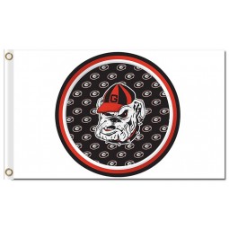 All'ingrosso personalizzato a buon mercato ncaa georgia bulldogs 3'x5 'poliestere bandiere cerchio con sfondo bianco
