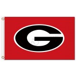Großhandelskunden preiswerte ncaa Georgia-Bulldoggen 3'x5 Polyesterflaggen balck Charakter g roten Hintergrund