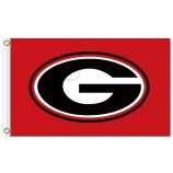Großhandel benutzerdefinierte billige Ncaa Georgia Bulldogs 3'x5 'Polyester Fahnen Balck Charakter g mit rotem Hintergrund