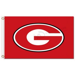 Groothandel aangepaste goedkope ncaa georgia bulldogs 3'x5 'polyester vlaggen rode achtergrond g en rood karakter g