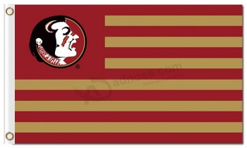 Custom high-end NCAA Florida State Seminoles  3'x5' polyester flags with stripe
