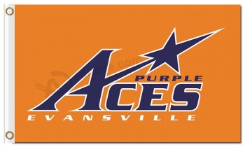 Wholesale custom cheap NCAA Evansville Purple Aces 3'x5' polyester flags orange