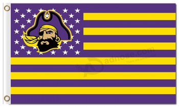 оптовые таможенные дешевые ncaa восточных каролиновых пиратов 3'x5 'полиэфирных флагов нации