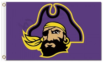 Atacado personalizado barato ncaa east carolina piratas 3'x5 'bandeiras de poliéster