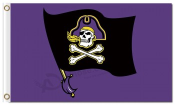 оптовые таможенные дешевые ncaa восточные каролины пираты 3'x5 'полиэфирные флаги