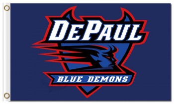 도매 사용자 지정 저렴 한 ncaa depaul 파란색 악마 3 x 5 '폴 리 에스테 르 플래그 wordmark