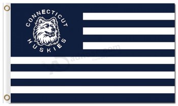 Ncaa康涅狄格哈士奇3'x5'涤纶旗帜条纹出售