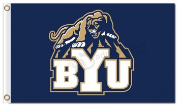 批发定制廉价ncaa brigham年轻美洲狮3'x5'涤纶标志byu