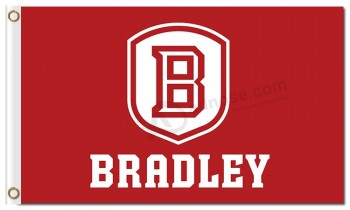 Atacado personalizado ncaa bradley braves 3'x5 'bandeiras de poliéster