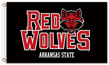 état de l'état d'Arkansas loups rouges drapeaux de l'équipe polyester 3'x5 '