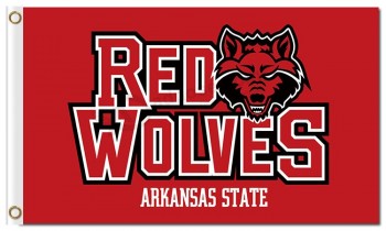 état de l'état d'Arkansas loups rouges drapeaux de l'équipe polyester 3'x5 '