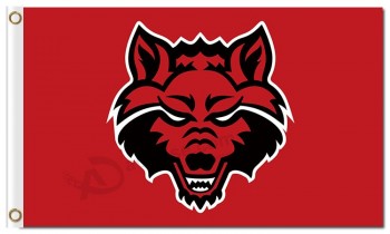 Logo ncaa flag di lupi rossi dello Stato dell'Arkansas 3'x5 '