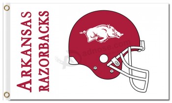 Ncaa Arkansas razorbacks 3'x5 'poliéster bandeiras capacete para sinalizadores de esportes 