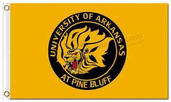 Ncaa arkansas pine bluff gouden leeuwen 3'x5 'polyester vlaggen logo in rol voor goedkope sportvlaggen
