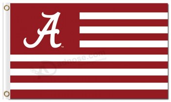 定制高品质ncaa alabama深红色潮3'x5'涤纶旗帜条纹为运动队旗帜