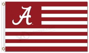 Customized high quality NCAA Alabama Crimson Tide 3'x5' polyester flags stripes for sports team flags with high quality