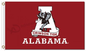 Customized high quality NCAA Alabama Crimson Tide 3'x5' polyester flags for sports team flags with high quality