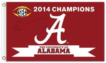 Groothandel aangepaste topkwaliteit ncaa alabama crimson tij 3'x5 'polyester vlaggen 2014 kampioenen voor sportteam vlaggen