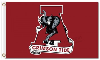 Wholesale customized top quality NCAA Alabama Crimson Tide 3'x5' polyester flags with your logo