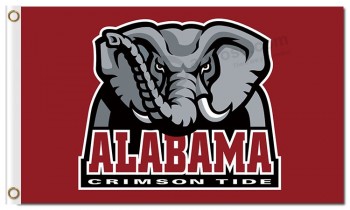Wholesale customized top quality NCAA Alabama Crimson Tide 3'x5' polyester flags big logo for sports team flags