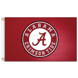 Wholesale customized top quality NCAA Alabama Crimson Tide 3'x5' polyester flags round logo for sports team flags