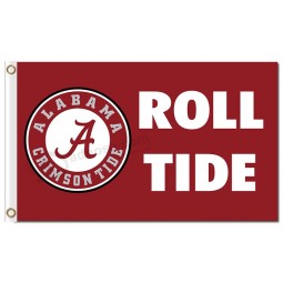 Großhandels kundengebundene hochwertige Ncaa Alabama-hochrote Gezeiten 3'x5 Polyester kennzeichnet Rollgezeiten für Sportteamflaggen