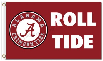 Vente en gros personnalisé de qualité supérieure ncaa alabama crimson marée drapeaux en polyester 3'x5 'rouler la marée pour les drapeaux de l'équipe sportive