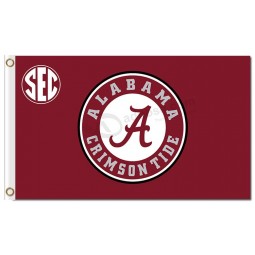 Großhandels kundengebundene erstklassige ncaa Alabama hochrote Gezeiten 3'x5 Polyester kennzeichnet Sekunden für Sportteamflaggen 