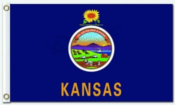 Großhandelsgewohnheitszustand, Gebiet und Stadtflaggen? Kansas 3'x5 Polyesterflaggen