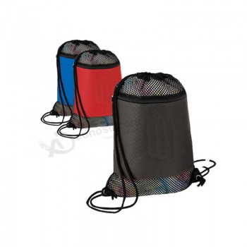 新しいリサイクルポリエステルパッキングドローストリングメッシュバッグ