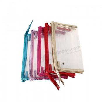 Benutzerdefinierte gedruckt wiederverwertbare klare PVC-Reißverschluss Tasche Einkaufstasche