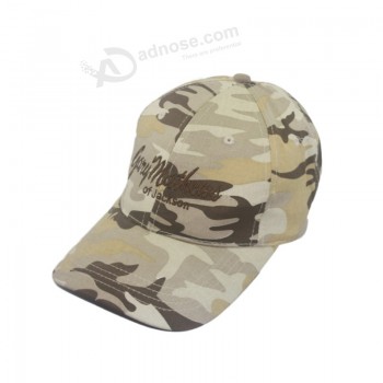 Camo with embroidery logo 6 panel custom baseball cap good quality