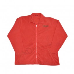 Chaqueta de lana polar personalizada con cremallera plana de color rojo para hombre