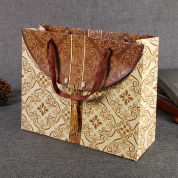 クラフト強力な茶色の装飾的なカスタムプリント結婚式の紙袋