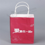 高品质光面红纸礼品袋，带有自定义标志