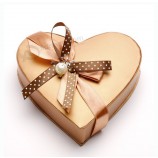 Custom Heart-Shaped Gift Chocolate Box with Silk Ribbon