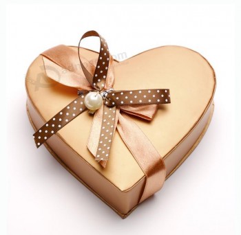 Custom Heart-Shaped Gift Chocolate Box with Silk Ribbon