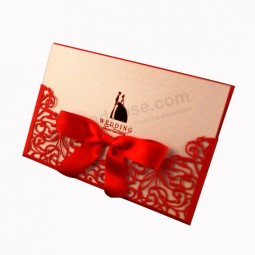Papel personalizado logotipo de impressão de cartão de convite de casamento oco