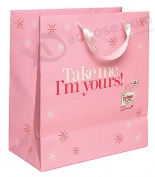 Wholesale High Qulality Pink Colour Paper Bag (YY--B0324)with your logo