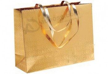 优质闪亮的金色纸包装袋 (年年-湾0095) 带有你的标志