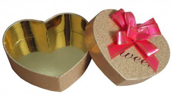 전문 맞춤형 뜨거운 판매 황금 색상 심장 모양 종이 선물 상자 (와이와이-피0136)