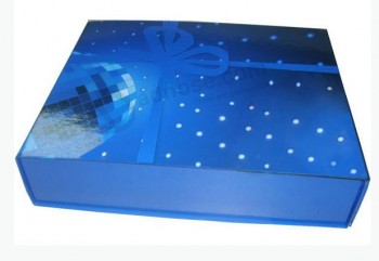оптовый таможенный дешевый блестящий глянцевый синий высокий конец декоративной косметической упаковочной коробке (уу-куб0013)