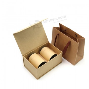 Custom Design Kraft Round Tube Food Grade Coffee Bean Packaging Box with Foil Lamination Inside