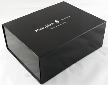 Caja de regalo rígida plegable negra elegante de alta calidad